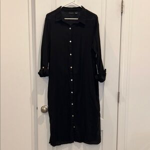TAHARI Black Button-Up Shirt Dress, Size XL